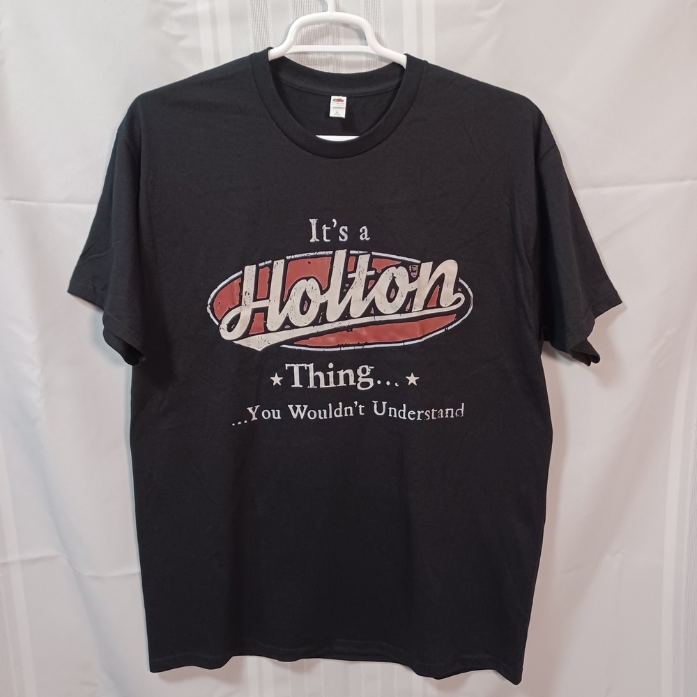 Fruit of the Loom T-Shirt Mens XL Black It's a Holton Thing Graphic Short Sleeve